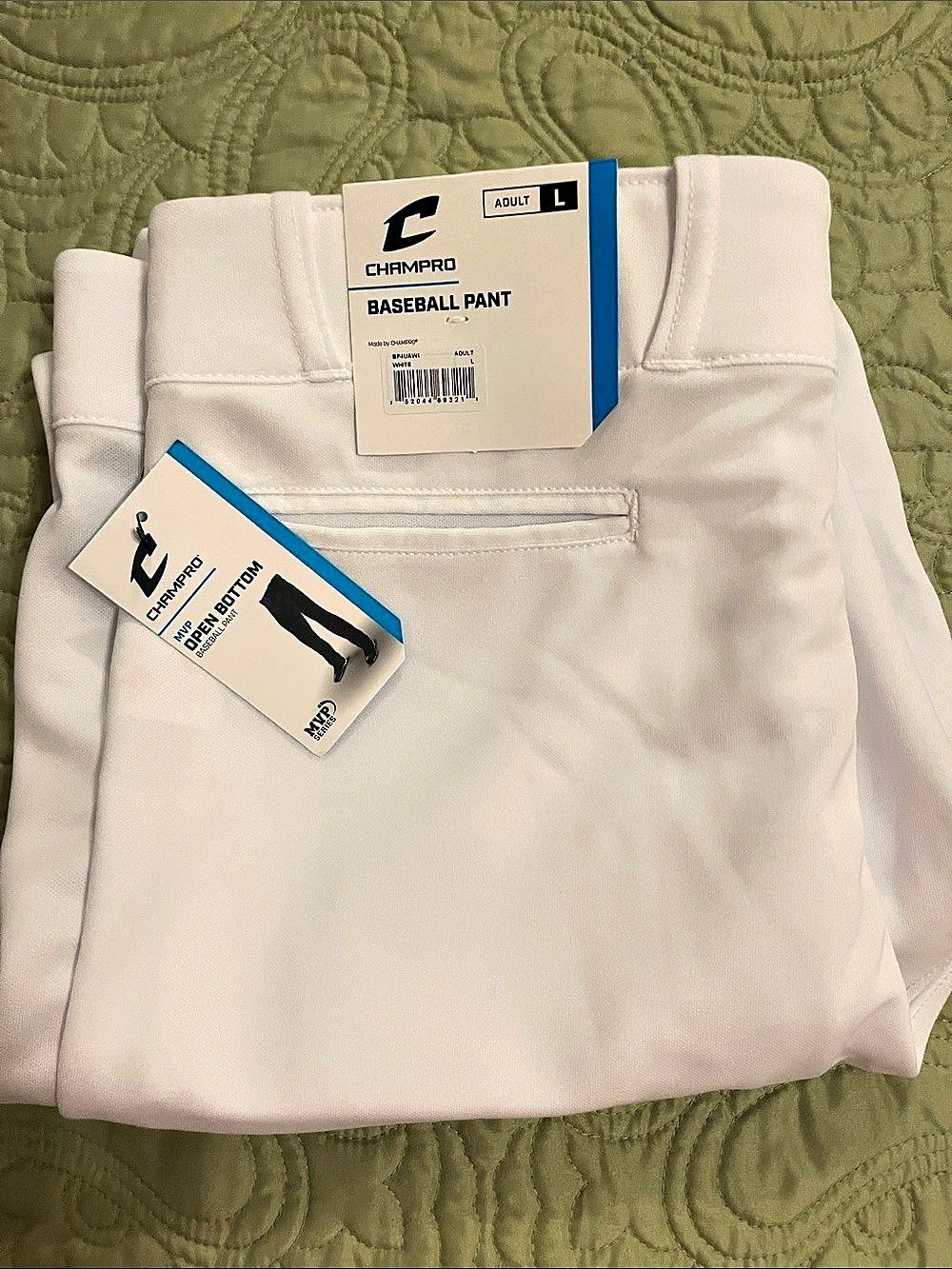 Champro MVP Open Bottom Baseball Pant White Adult Large